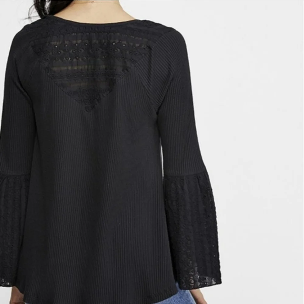 Free People Parisian Nights Boho Blouse Flare Sleeve Womens Small Oversized